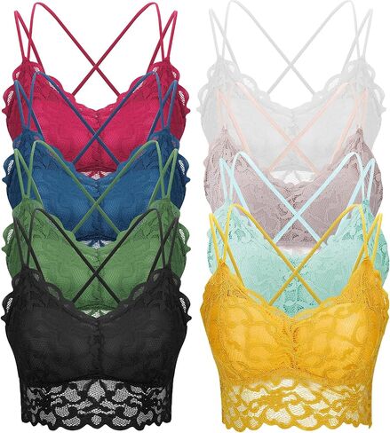 ONESING 8 Pcs Lace Bralettes for Women Padded Bralettes Lace Bra Bralettes Lace Lingerie for Women Girls with Removable Pads in Saudi Arabia