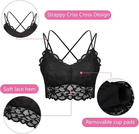 ONESING 8 Pcs Lace Bralettes for Women Padded Bralettes Lace Bra Bralettes Lace Lingerie for Women Girls with Removable Pads in Saudi Arabia