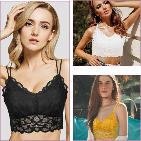 ONESING 8 Pcs Lace Bralettes for Women Padded Bralettes Lace Bra Bralettes Lace Lingerie for Women Girls with Removable Pads in Saudi Arabia