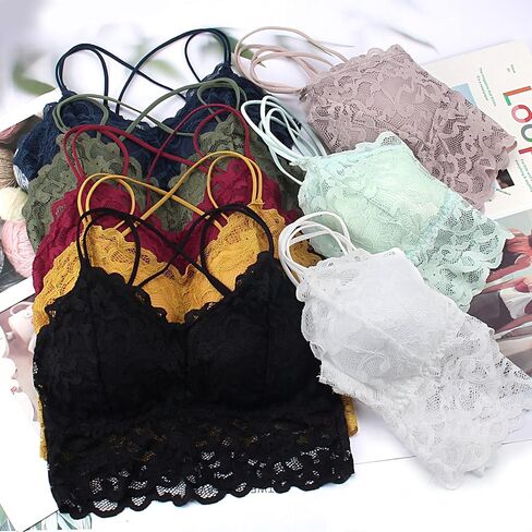 ONESING 8 Pcs Lace Bralettes for Women Padded Bralettes Lace Bra Bralettes Lace Lingerie for Women Girls with Removable Pads in Saudi Arabia