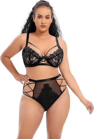 حمالة صدر نسائية من ANGABRIEL بتصميم تصغير الرموش من الدانتيل مقاس كبير غير مبطنة غير مبطنة (38C-44K) in Kuwait