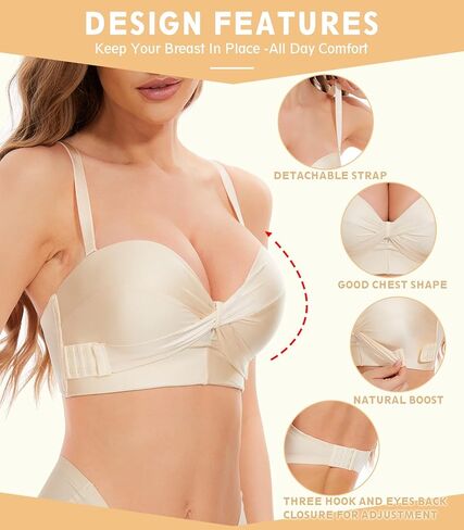 حمالات صدر نسائية بدون حمالات قابلة للتحويل بدون حمالات، حمالة صدر متعددة الاتجاهات مقاس كبير غير قابلة للانزلاق in Kuwait