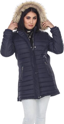 سترة شتوية نسائية دافئة من Facitisu، معطف طويل بغطاء للرأس من الفرو الصناعي ومبطن بالصوف الشيربا in Kuwait