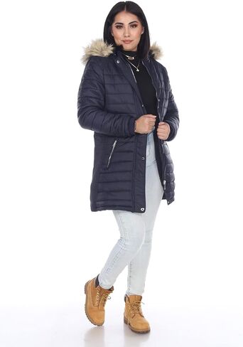 سترة شتوية نسائية دافئة من Facitisu، معطف طويل بغطاء للرأس من الفرو الصناعي ومبطن بالصوف الشيربا in Kuwait