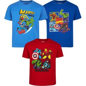 مجموعة من 3 تي شيرتات Marvel Little Boys' Avengers: Spider-Man، Hulk، Captain America، Iron Man (الحجم: 2T-7) in Kuwait