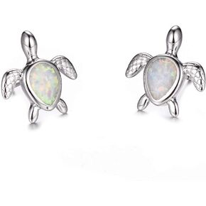 Vanessa Opal Sea Turtle Earrings Birthstone Jewelry Birthday Christmas Stud Earrings Gifts for He