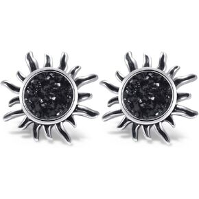 أقراط ZTISEEM الكلاسيكية ذات اللون الأسود على شكل عباد الشمس، أقراط من الفولاذ المقاوم للصدأ للنساء والفتيات in Kuwait