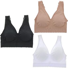 مجموعة حمالة صدر مريحة للنساء من Delta Burke Intimates مقاس كبير بدون خياطة وحزام دانتيل (3Pr) in Kuwait