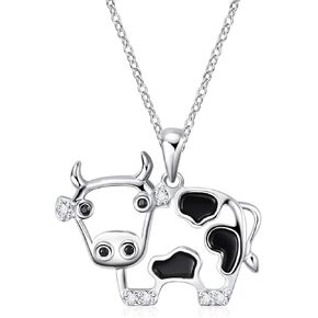 WINNICACA Cow Necklace Cow Gift Pendant 925 Sterling Silver Cow Jewelry Birthday Valentine's Day Gifts for Teen Girls Cow Lovers