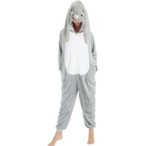 ANBOTA Easter Bunny Costume Rabbit Animal Dog Onesie for Adult Women Men Husky Puppy Plush One Piece Pajama Cosplay