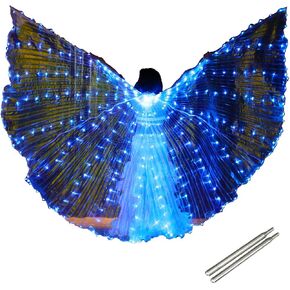 Led Isis Wing - Belly Dance Light Up Wing Carnival Halloween Party Club Wear with Flexible Sticks for Women/Girls