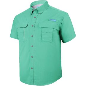 Tuna Men's Fishing Outdoor Button Down UPF 50+ Sun Protection Waterproof Hiking Short Sleeve Shirts