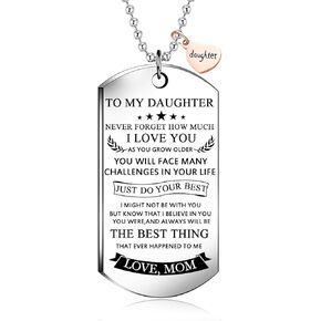 إلى ابنتي من أمي قلادة من الفولاذ المقاوم للصدأ على شكل كلب "إلى ابنتي لا تنسى أبدًا كيف. أحب أمي" قلادة، هدايا ملهمة لمجوهرات الابنة in Kuwait