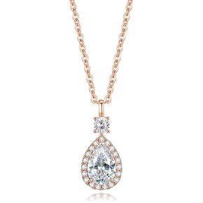 Moarti37.2°C Gold Chain S925 Sterling Silver Necklace Cubic Zirconia Pendant Necklace Dainty Vintage Women Girls Jewelry Pendant 2CT