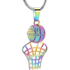 Stainless Steel Basketball Memorial Urn Jewellery Pendant Hold Cremation Keepsake Necklace for Ashes