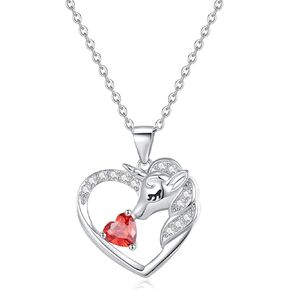 RAODA Unicorns Gifts for Girls Necklaces 18K White Gold Plated Unicorn Necklace for Teen Girls Unicorn Gifts 1CT Birthstone Necklace initial heart necklace for girls 4-6 girls' birthstone jewelry for girls 6-8