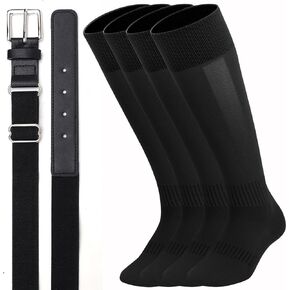 UnFader Baseball Socks and Belts Combo for Youth and Adult, Elastic Softball Socks and Belts (2 Pairs Socks and 1 Belt)