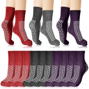 Toulite 10 Pairs Double Sided Tread Non Slip Safety Socks Fall Prevention Hospital Socks Slipper Socks for Women Men