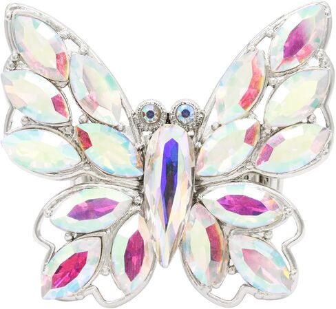 Lavencious Crystal Charming Butterfly Stretch Statement Ring for Women Free Size for 7-9 in Kuwait