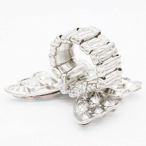 Lavencious Crystal Charming Butterfly Stretch Statement Ring for Women Free Size for 7-9 in Kuwait