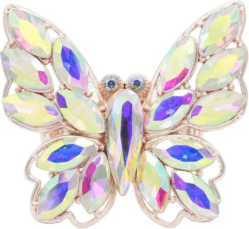 Lavencious Crystal Charming Butterfly Stretch Statement Ring for Women Free Size for 7-9 in Kuwait