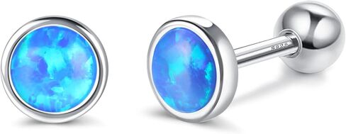 Milacolato 925 Sterling Silver Opal Sutd Earrings for Women Girls 18K Gold Plated Hypoallergenic Screwback Stud Earrings 20G Cartilage Tragus Helix Stud Earrings Piercing Jewelry in Saudi Arabia