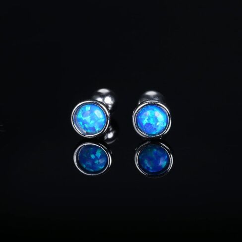 Milacolato 925 Sterling Silver Opal Sutd Earrings for Women Girls 18K Gold Plated Hypoallergenic Screwback Stud Earrings 20G Cartilage Tragus Helix Stud Earrings Piercing Jewelry in Saudi Arabia