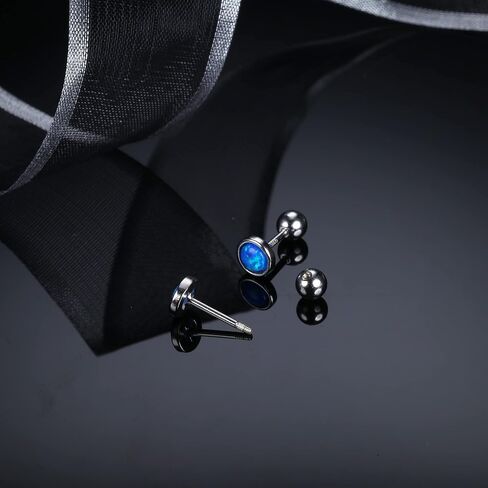 Milacolato 925 Sterling Silver Opal Sutd Earrings for Women Girls 18K Gold Plated Hypoallergenic Screwback Stud Earrings 20G Cartilage Tragus Helix Stud Earrings Piercing Jewelry in Saudi Arabia