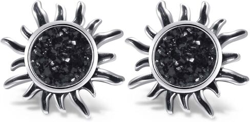 أقراط ZTISEEM الكلاسيكية ذات اللون الأسود على شكل عباد الشمس، أقراط من الفولاذ المقاوم للصدأ للنساء والفتيات in Kuwait