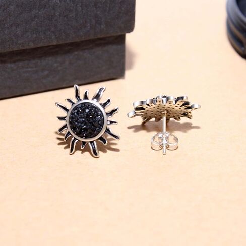 أقراط ZTISEEM الكلاسيكية ذات اللون الأسود على شكل عباد الشمس، أقراط من الفولاذ المقاوم للصدأ للنساء والفتيات in Kuwait