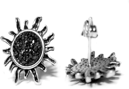 أقراط ZTISEEM الكلاسيكية ذات اللون الأسود على شكل عباد الشمس، أقراط من الفولاذ المقاوم للصدأ للنساء والفتيات in Kuwait