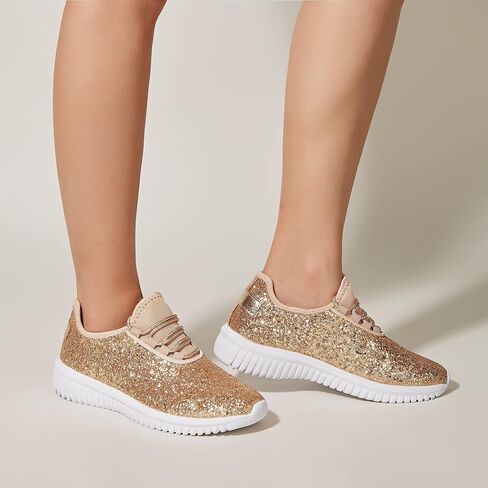 K KIP WOK Fashion Glitter Sneakers for Womens Silp On Running Shoes Lightweigt Tennis Walking Sneakers in Kuwait