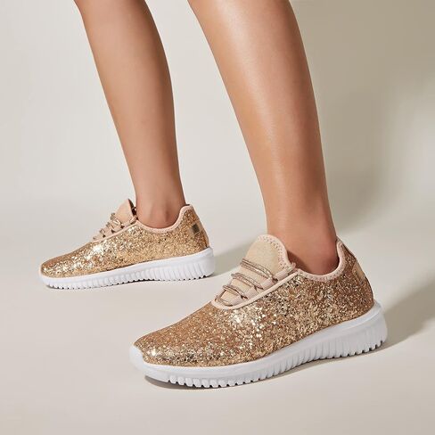 K KIP WOK Fashion Glitter Sneakers for Womens Silp On Running Shoes Lightweigt Tennis Walking Sneakers in Kuwait