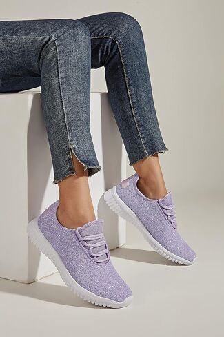 K KIP WOK Fashion Glitter Sneakers for Womens Silp On Running Shoes Lightweigt Tennis Walking Sneakers in Kuwait