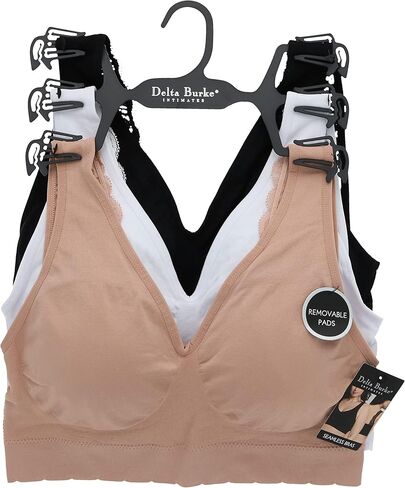 مجموعة حمالة صدر مريحة للنساء من Delta Burke Intimates مقاس كبير بدون خياطة وحزام دانتيل (3Pr) in Kuwait