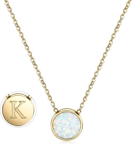 CIUNOFOR Necklace Gold Plated Round Disc Initial Necklace Engraved Letter Necklace with Adjustable Chain Pendant Enhancers for Women Girls in Kuwait