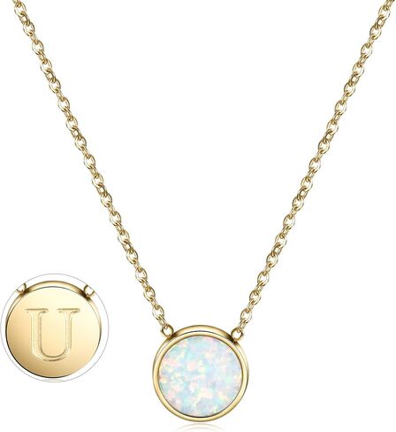 CIUNOFOR Necklace Gold Plated Round Disc Initial Necklace Engraved Letter Necklace with Adjustable Chain Pendant Enhancers for Women Girls in Kuwait
