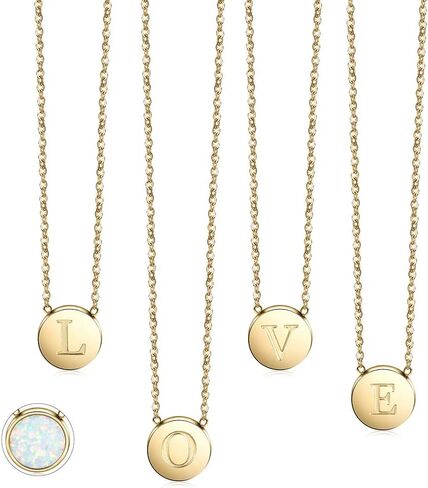CIUNOFOR Necklace Gold Plated Round Disc Initial Necklace Engraved Letter Necklace with Adjustable Chain Pendant Enhancers for Women Girls in Kuwait
