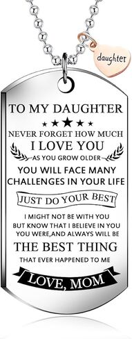 إلى ابنتي من أمي قلادة من الفولاذ المقاوم للصدأ على شكل كلب "إلى ابنتي لا تنسى أبدًا كيف. أحب أمي" قلادة، هدايا ملهمة لمجوهرات الابنة in Kuwait