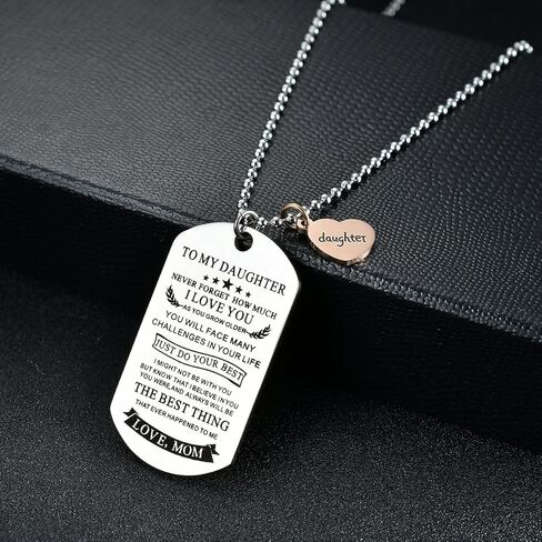 إلى ابنتي من أمي قلادة من الفولاذ المقاوم للصدأ على شكل كلب "إلى ابنتي لا تنسى أبدًا كيف. أحب أمي" قلادة، هدايا ملهمة لمجوهرات الابنة in Kuwait