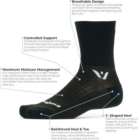 جوارب Swiftwick- PERFORMANCE SEVEN لركوب الدراجات، طاقم خفيف الوزن in Kuwait