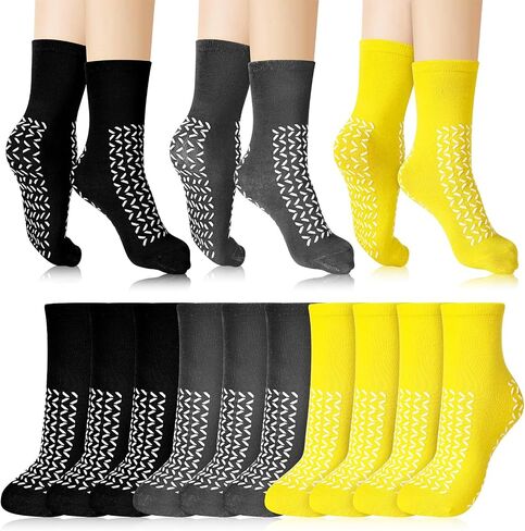 Toulite 10 Pairs Double Sided Tread Non Slip Safety Socks Fall Prevention Hospital Socks Slipper Socks for Women Men in Kuwait