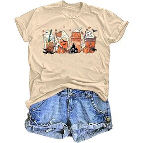 Halloween T Shirt Women Tis The Season Shirt Fall Pumpkin Tshirt Latte Coffee Graphic Tees Fall Top