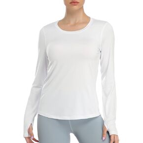 icyzone Women's Workout Yoga Long Sleeve T-Shirts with Thumb Holes