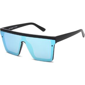 JIM HALO Flat Top Shield Sunglasses Square Mirror Rimless Glasses for Women Men