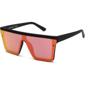 JIM HALO Flat Top Shield Sunglasses Square Mirror Rimless Glasses for Women Men in Kuwait