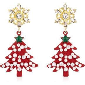 أقراط عيد الميلاد للنساء، أقراط لؤلؤ شجرة عيد الميلاد، أقراط العطلات للفتيات، هدايا تزيين مجوهرات عيد الميلاد in Kuwait