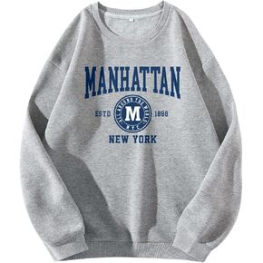 GORGLITTER Women's Letter Graphic Crew Neck Sweatshirts Casual Printed Long Sleeve Pullover Tops