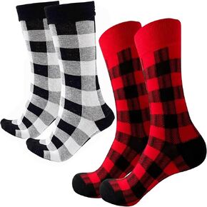 Buffalo-Plaid-Cotton-Socks - Check Crew Socks Hiking Casual Warm Socks 2-pairs Fit for women in Kuwait
