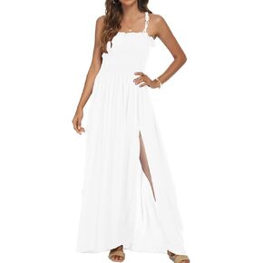 pasidvy Women's Summer Bohemian Party Maxi Dress Off Shoulder Beach Cover-up Long Dress